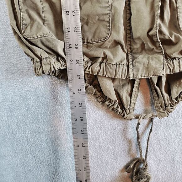 Levi's Jacket Women Small Green Solid Distress Military Utility Drawstring Waist - Picture 6 of 16